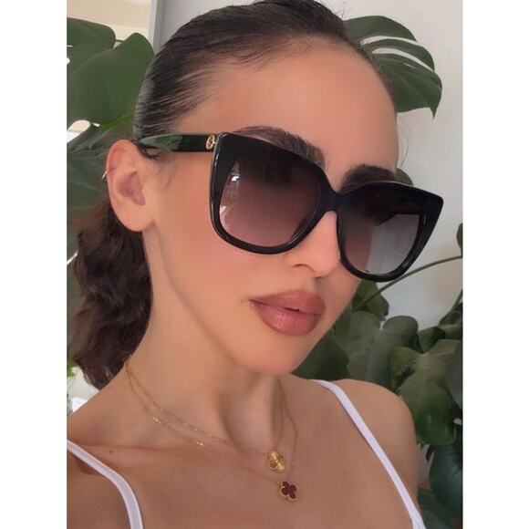 NEW Gucci GG0163SN Black Cat Eye Square Sunglasses main image 4